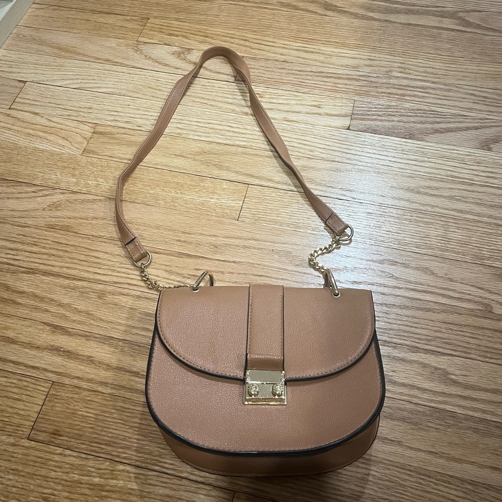 Brown faux leather crossbody purse